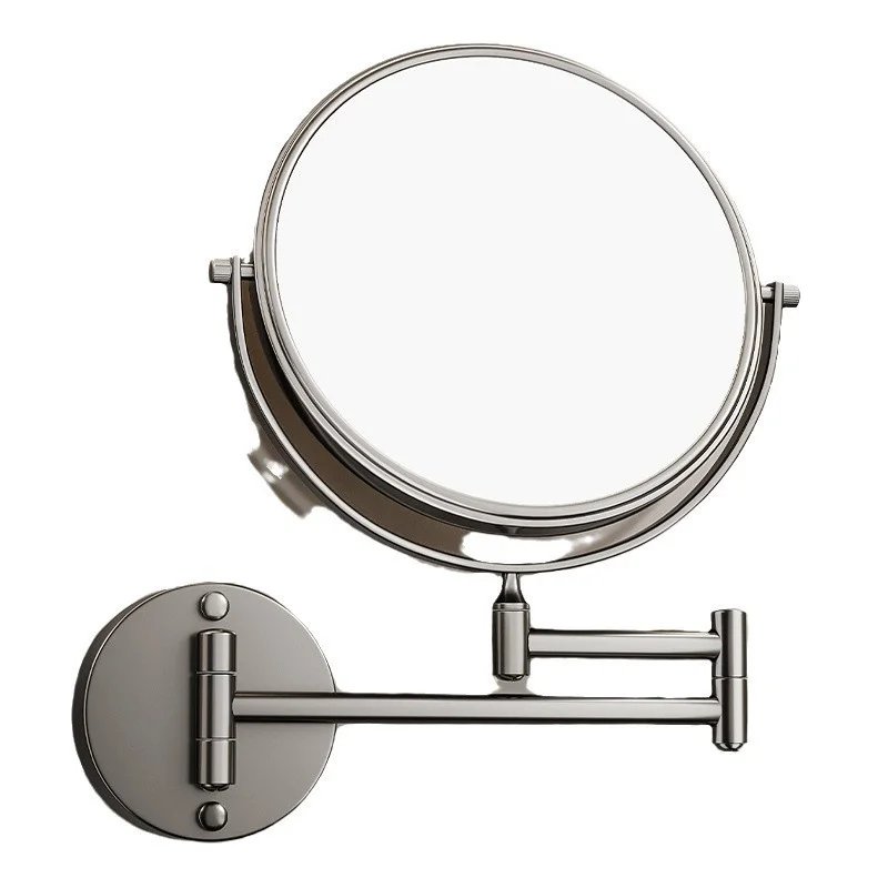 Wall mount Folding Brass Cosmetic Mirror 3X:1X magnifying Gray Dressing Mirror 6/ 8 Inch Makeup Mirror Black Mirror For Restroom