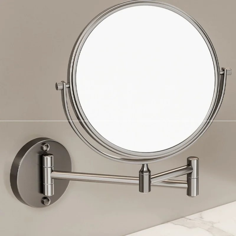 Wall mount Folding Brass Cosmetic Mirror 3X:1X magnifying Gray Dressing Mirror 6/ 8 Inch Makeup Mirror Black Mirror For Restroom