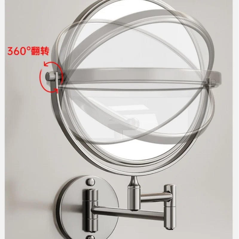 Wall mount Folding Brass Cosmetic Mirror 3X:1X magnifying Gray Dressing Mirror 6/ 8 Inch Makeup Mirror Black Mirror For Restroom