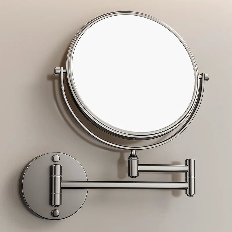 Wall mount Folding Brass Cosmetic Mirror 3X:1X magnifying Gray Dressing Mirror 6/ 8 Inch Makeup Mirror Black Mirror For Restroom