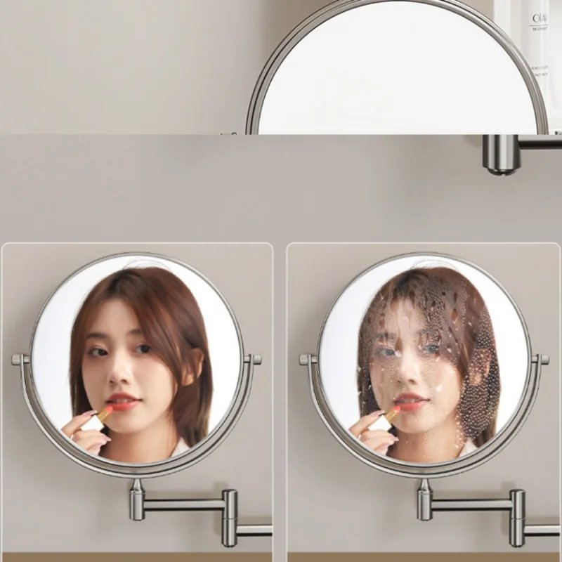 Wall mount Folding Brass Cosmetic Mirror 3X:1X magnifying Gray Dressing Mirror 6/ 8 Inch Makeup Mirror Black Mirror For Restroom