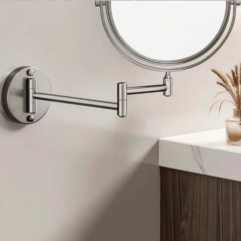 Wall mount Folding Brass Cosmetic Mirror 3X:1X magnifying Gray Dressing Mirror 6/ 8 Inch Makeup Mirror Black Mirror For Restroom