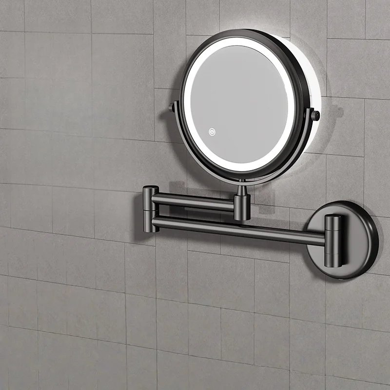 Wall mount Folding Brass Cosmetic Mirror 3X:1X magnifying Gray Dressing Mirror 6/ 8 Inch Makeup Mirror Black Mirror For Restroom