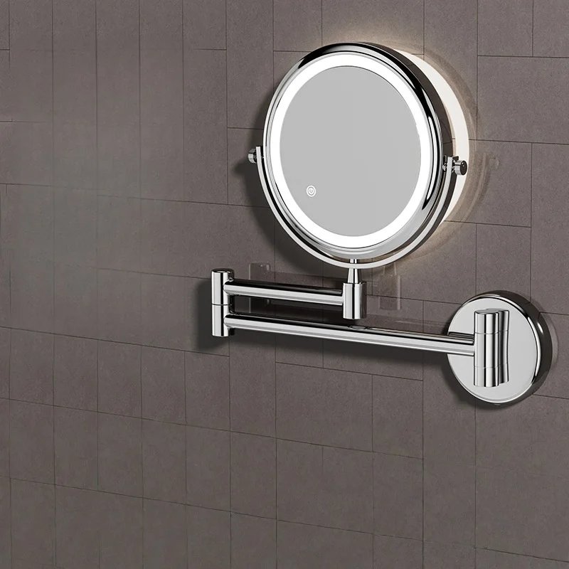 Wall mount Folding Brass Cosmetic Mirror 3X:1X magnifying Gray Dressing Mirror 6/ 8 Inch Makeup Mirror Black Mirror For Restroom