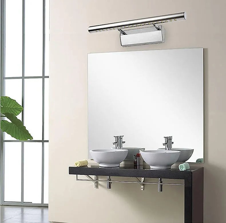 Led Wall Light 25CM AC85V-265V Wall Mounted Wall Lamp Bathroom Mirror Light Fixture Sconce Black Silver  Luxury Stainless