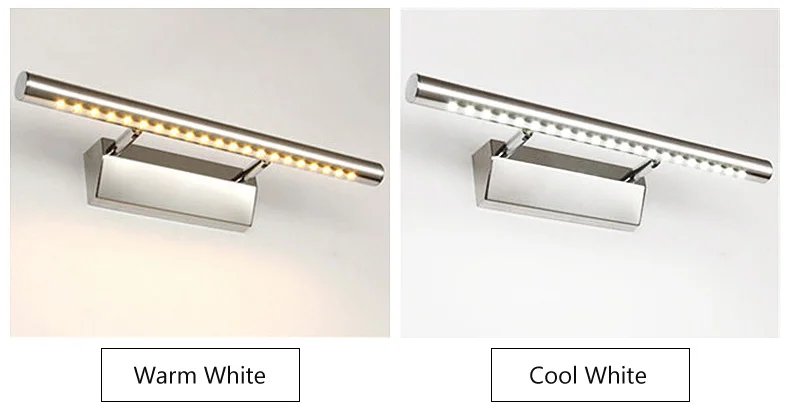 Led Wall Light 25CM AC85V-265V Wall Mounted Wall Lamp Bathroom Mirror Light Fixture Sconce Black Silver  Luxury Stainless