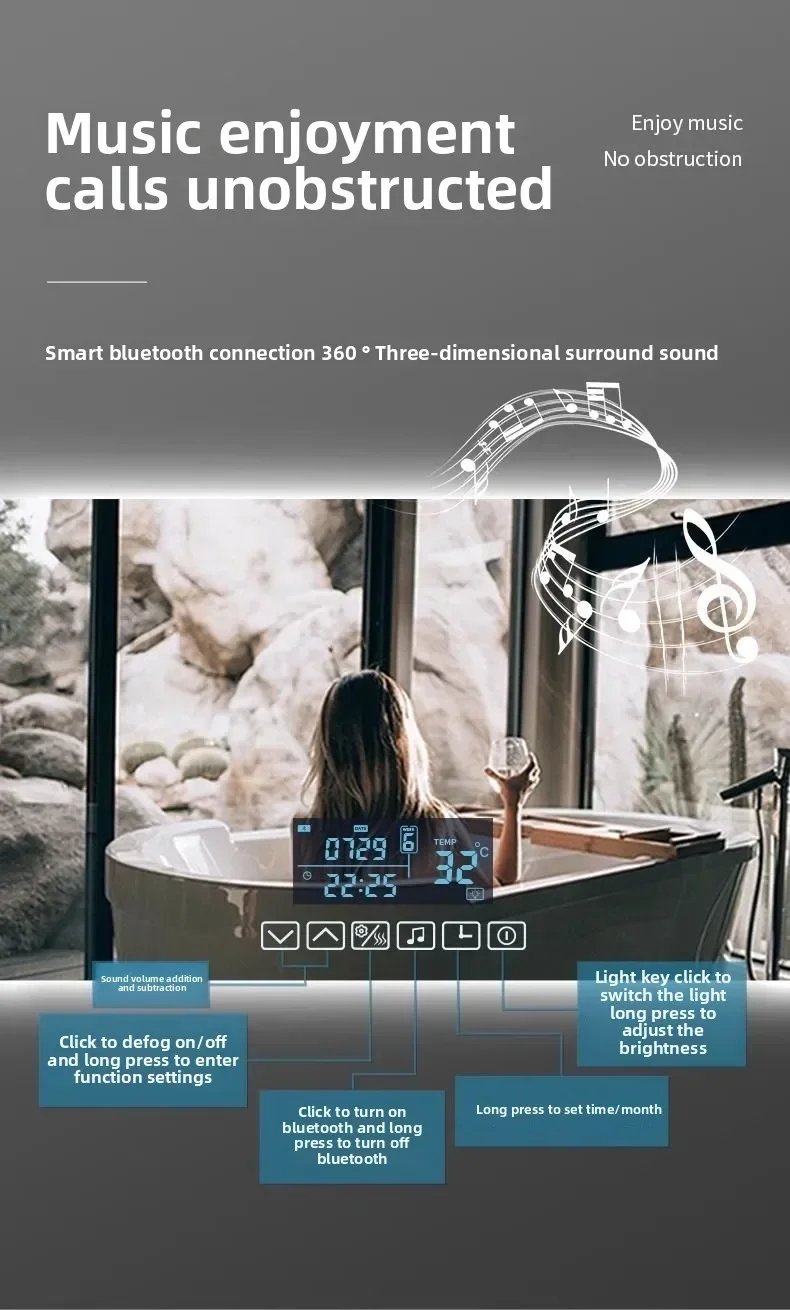 Fashion Oval Smart Mirror Defogging Bathroom Mirror with Light Led Vanity Mirror Wall Hanging Full Body Mirror Shower Mirror