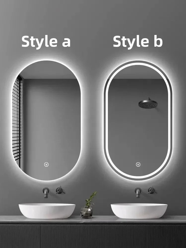 Fashion Oval Smart Mirror Defogging Bathroom Mirror with Light Led Vanity Mirror Wall Hanging Full Body Mirror Shower Mirror