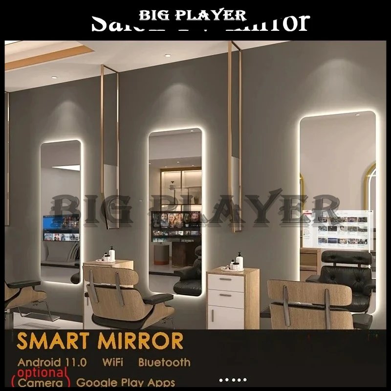Vertical Smart Mirror Touch Screen Bathroom Vanity Waterproof Tempered Glass Rectangle Mirror with Apps LED Lighting Makeup