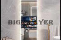 Vertical Smart Mirror Touch Screen Bathroom Vanity Waterproof Tempered Glass Rectangle Mirror with Apps LED Lighting Makeup