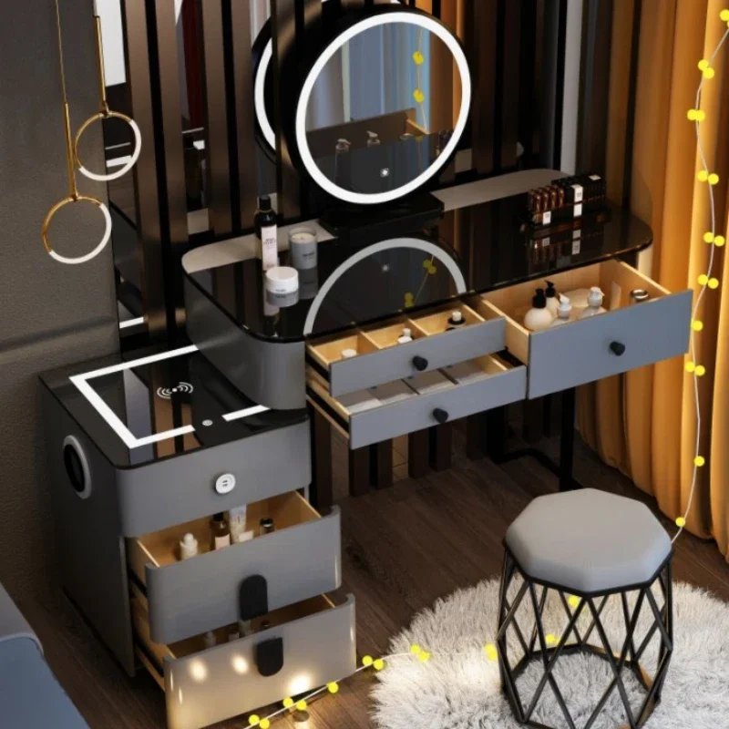 With Mirror And Lights Makeup Table Luxury Storage Women Dressing Table Comfortable Cosmetics Penteadeira Bedroom Furniture - Image 4