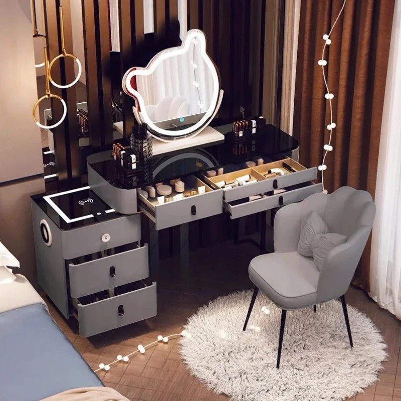 With Mirror And Lights Makeup Table Luxury Storage Women Dressing Table Comfortable Cosmetics Penteadeira Bedroom Furniture - Image 2