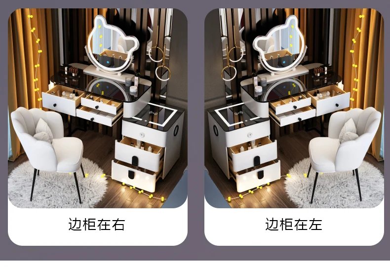 With Mirror And Lights Makeup Table Luxury Storage Women Dressing Table Comfortable Cosmetics Penteadeira Bedroom Furniture With Mirror And Lights Makeup Table Luxury Storage Women Dressing Table Comfortable Cosmetics Penteadeira Bedroom Furniture