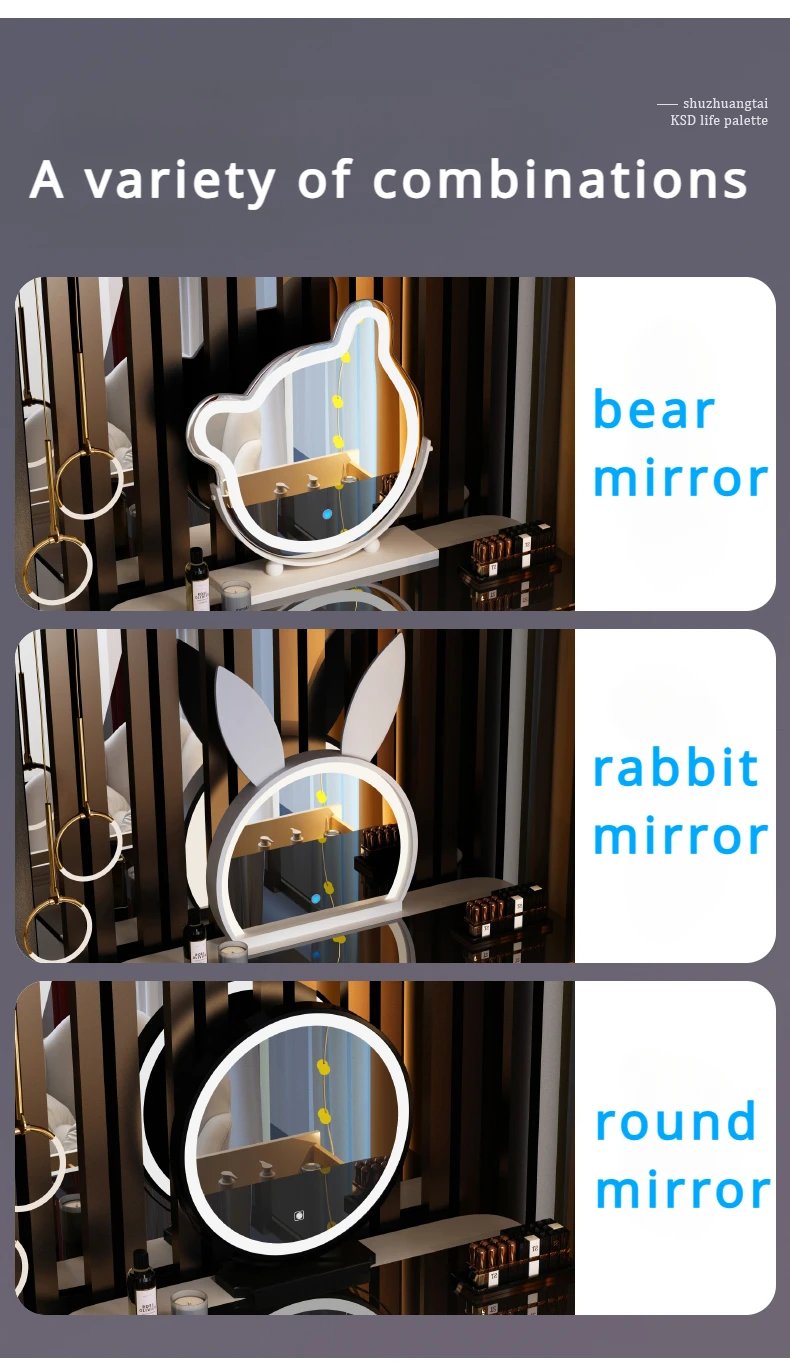 With Mirror And Lights Makeup Table Luxury Storage Women Dressing Table Comfortable Cosmetics Penteadeira Bedroom Furniture With Mirror And Lights Makeup Table Luxury Storage Women Dressing Table Comfortable Cosmetics Penteadeira Bedroom Furniture