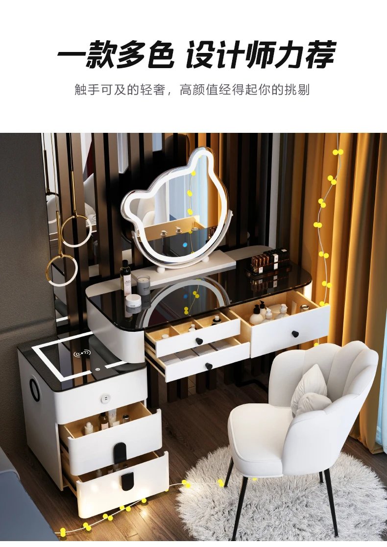 With Mirror And Lights Makeup Table Luxury Storage Women Dressing Table Comfortable Cosmetics Penteadeira Bedroom Furniture With Mirror And Lights Makeup Table Luxury Storage Women Dressing Table Comfortable Cosmetics Penteadeira Bedroom Furniture