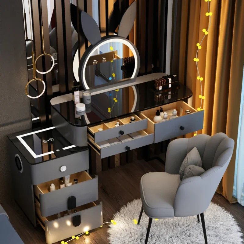 With Mirror And Lights Makeup Table Luxury Storage Women Dressing Table Comfortable Cosmetics Penteadeira Bedroom Furniture - Image 3