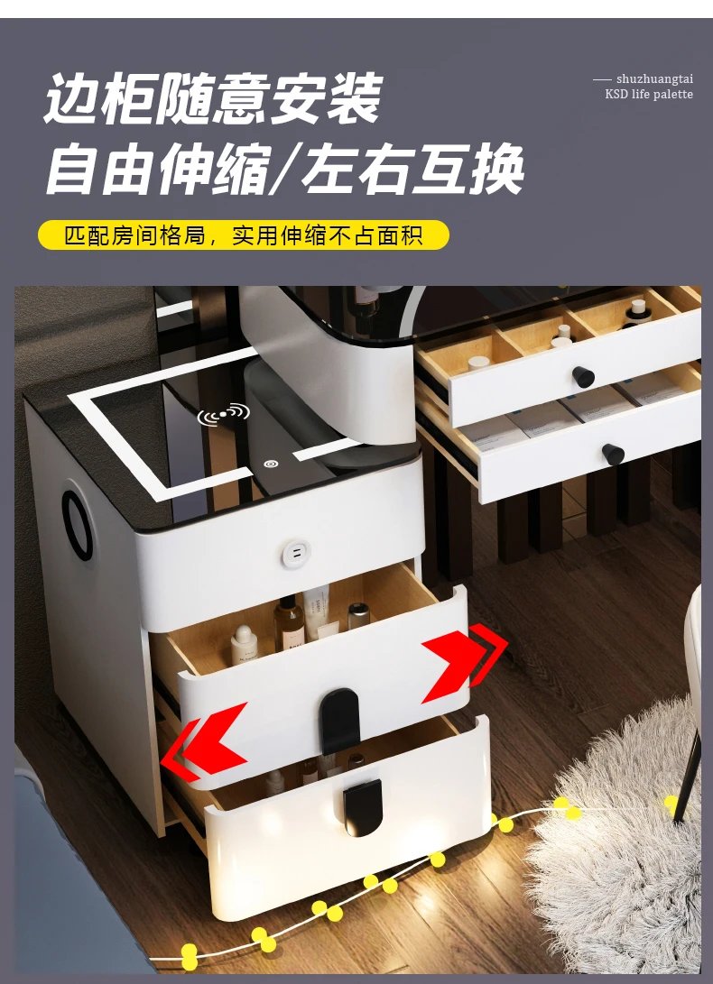 With Mirror And Lights Makeup Table Luxury Storage Women Dressing Table Comfortable Cosmetics Penteadeira Bedroom Furniture With Mirror And Lights Makeup Table Luxury Storage Women Dressing Table Comfortable Cosmetics Penteadeira Bedroom Furniture