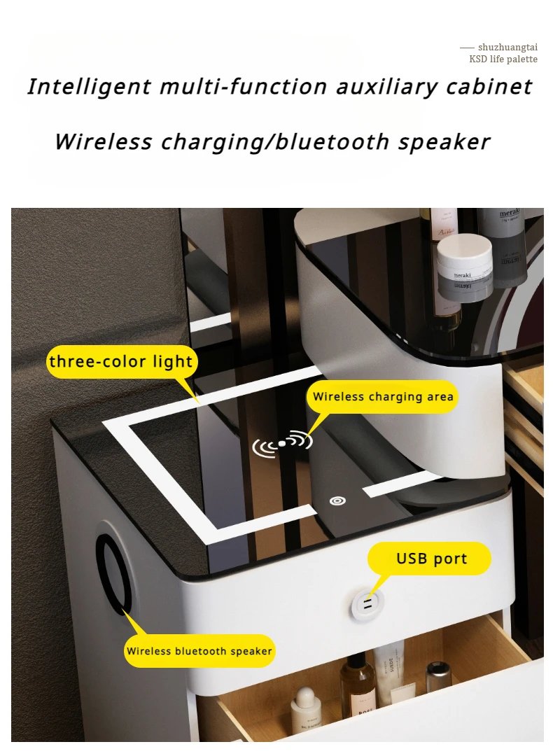 With Mirror And Lights Makeup Table Luxury Storage Women Dressing Table Comfortable Cosmetics Penteadeira Bedroom Furniture With Mirror And Lights Makeup Table Luxury Storage Women Dressing Table Comfortable Cosmetics Penteadeira Bedroom Furniture