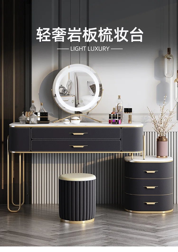 Makeup Storage Dresser Sets Nordic Led Lights Mirrors Girls Dressing Table Drawer Organizer Coiffeuse De Chambre Room Furniture