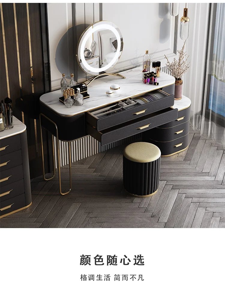 Makeup Storage Dresser Sets Nordic Led Lights Mirrors Girls Dressing Table Drawer Organizer Coiffeuse De Chambre Room Furniture