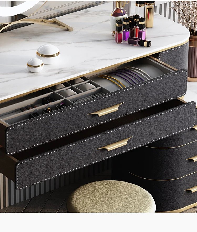 Makeup Storage Dresser Sets Nordic Led Lights Mirrors Girls Dressing Table Drawer Organizer Coiffeuse De Chambre Room Furniture