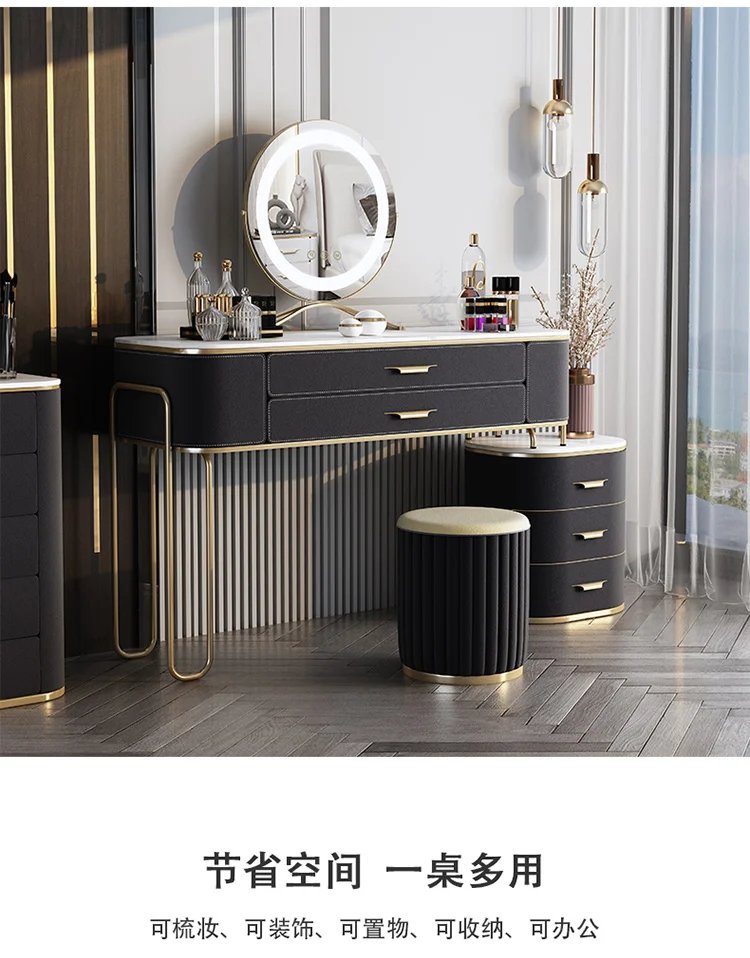 Makeup Storage Dresser Sets Nordic Led Lights Mirrors Girls Dressing Table Drawer Organizer Coiffeuse De Chambre Room Furniture