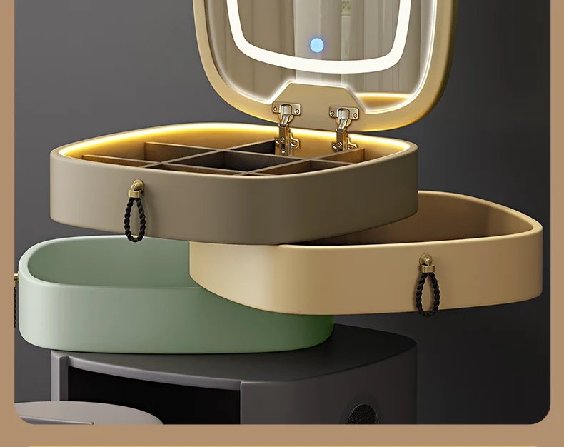 Lights Mirror Vanity Table Jewelry Bluetooth Charging Girl Makeup Bedroom Dressers Drawers Cabinet Set Coiffeuse Furniture Home