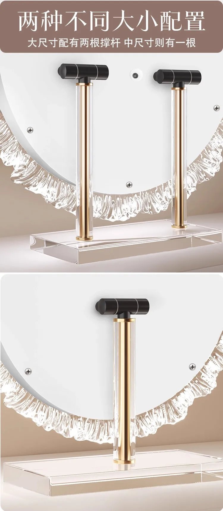 Dressing table makeup mirror with light desktop rotating vanity mirror smart touch beauty fill light mirror