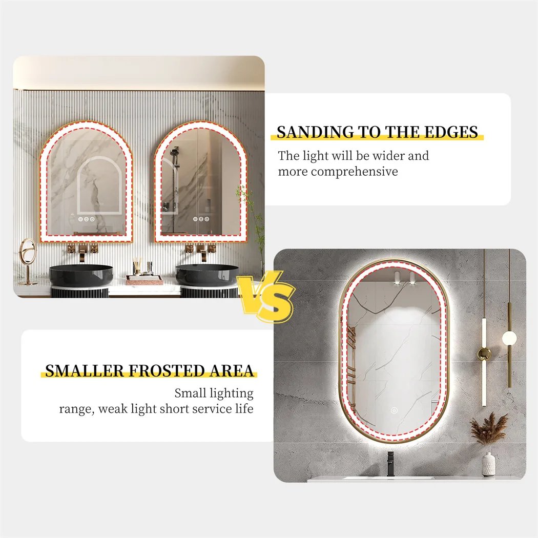 LUVODI Arched Framed Bathroom Mirror with Lights Washroom Wall Dressing Makeup Mirror with Demister