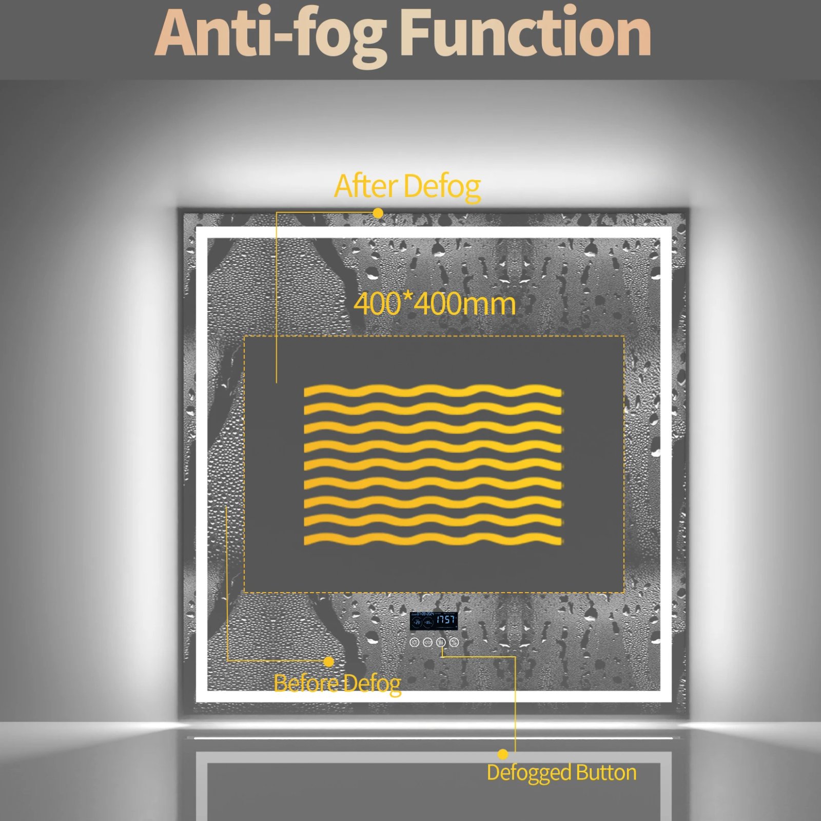 Dual Lighted Bluetooth Music LED Bathroom Mirror Touch Antifog Wall Vanity Mirror 3 Colors Adjustable Round/Square