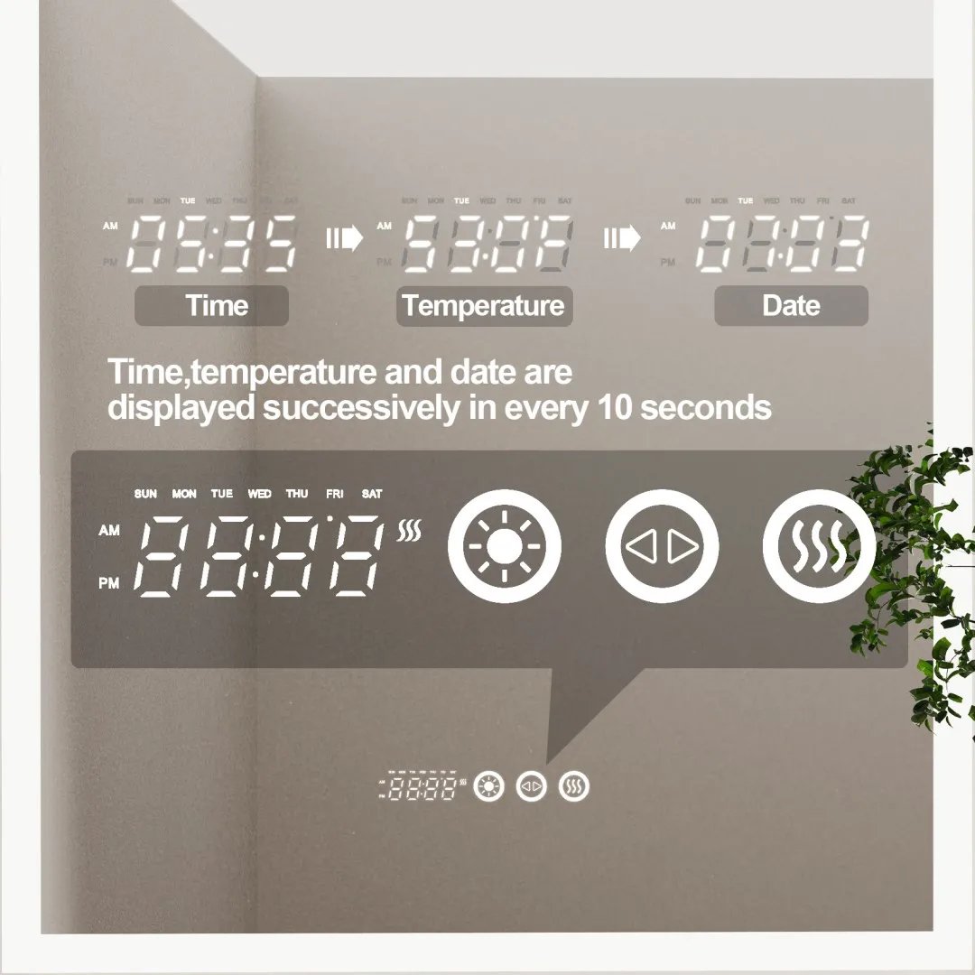 LUVODI Arched Illuminate Backlit Bathroom Mirror Smart Touch Screen Vanity Mirror with LED Light,Time and Temperature Display