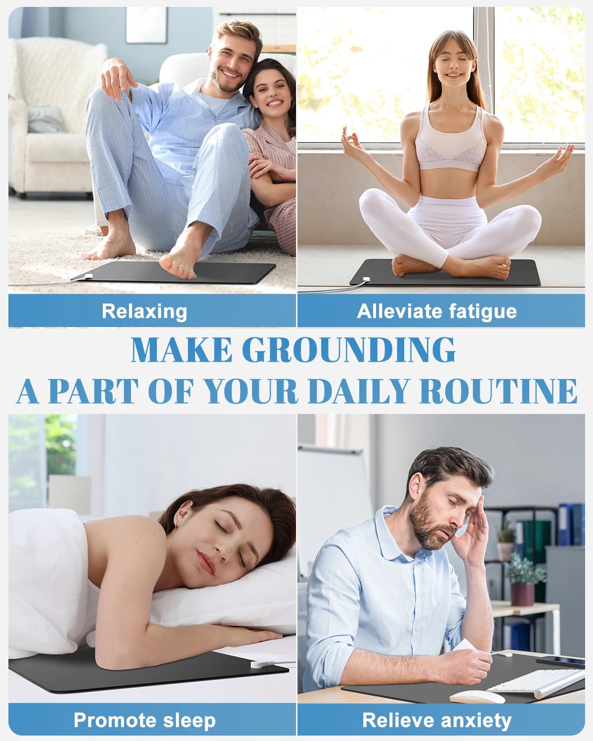 Grounding Mat Kit Earth Connected Therapy For Sleep Energy Pain Relief Anti-static Balance Wellness For Bed Computer Table Mat
