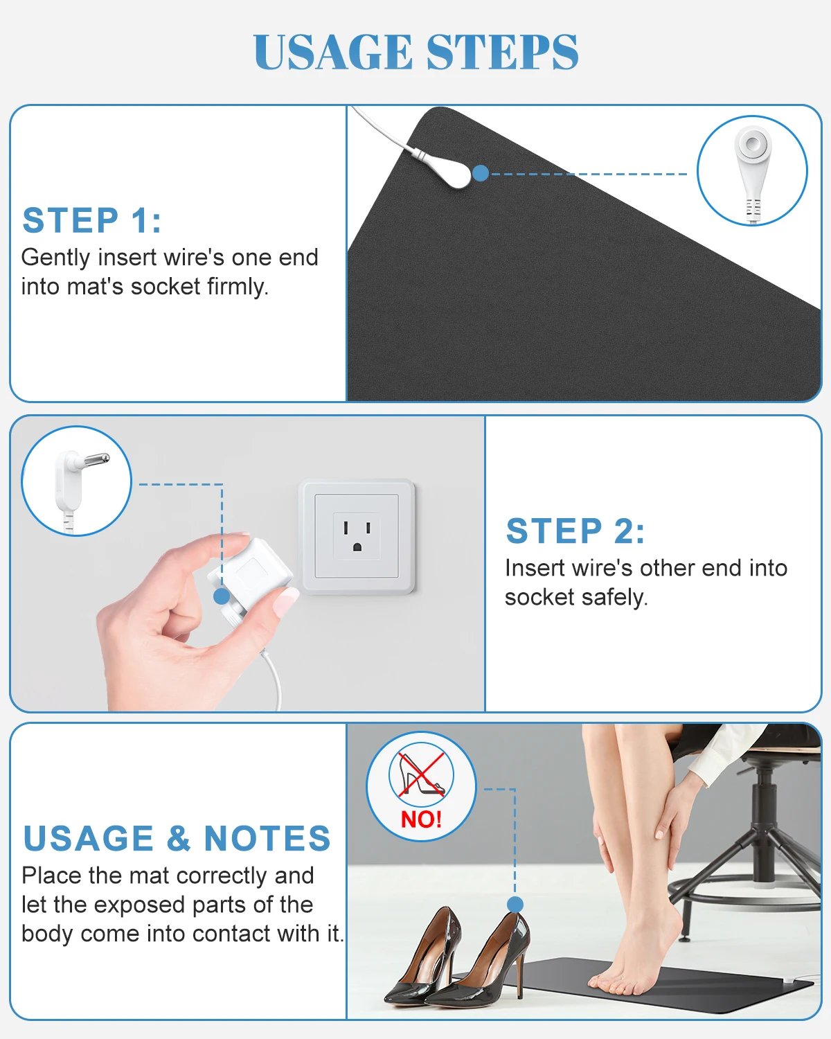 Grounding Mat Kit Earth Connected Therapy For Sleep Energy Pain Relief Anti-static Balance Wellness For Bed Computer Table Mat