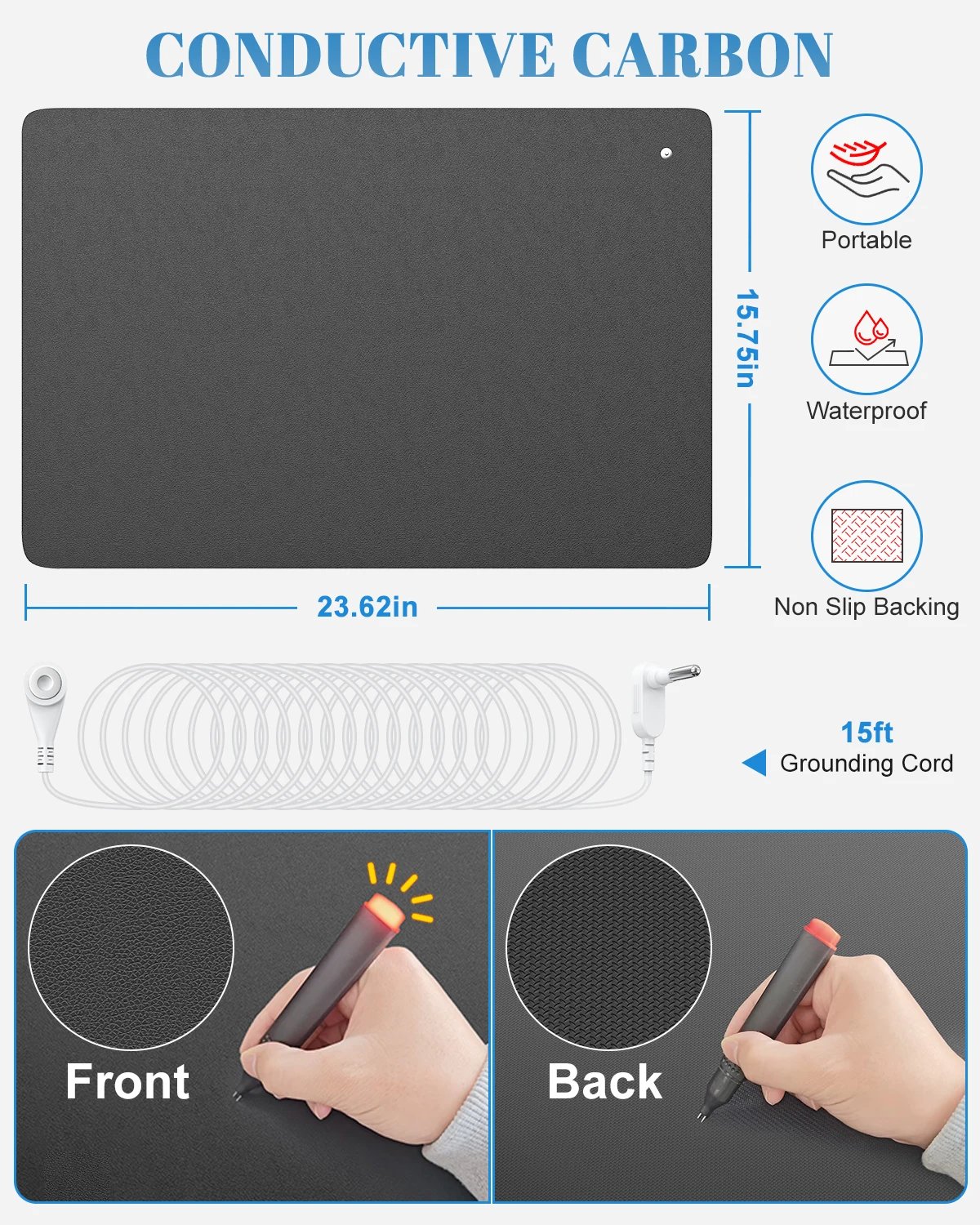 Grounding Mat Kit Earth Connected Therapy For Sleep Energy Pain Relief Anti-static Balance Wellness For Bed Computer Table Mat