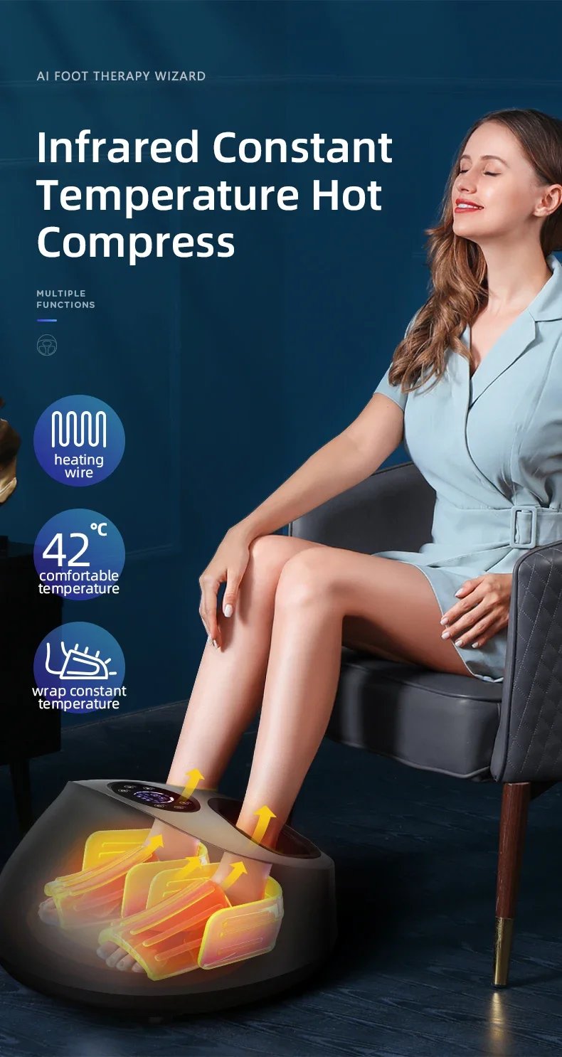 Smart Airbag Wrap Stretching Up Heated Balance Foot Pneumatic Well Massager With Remote Control