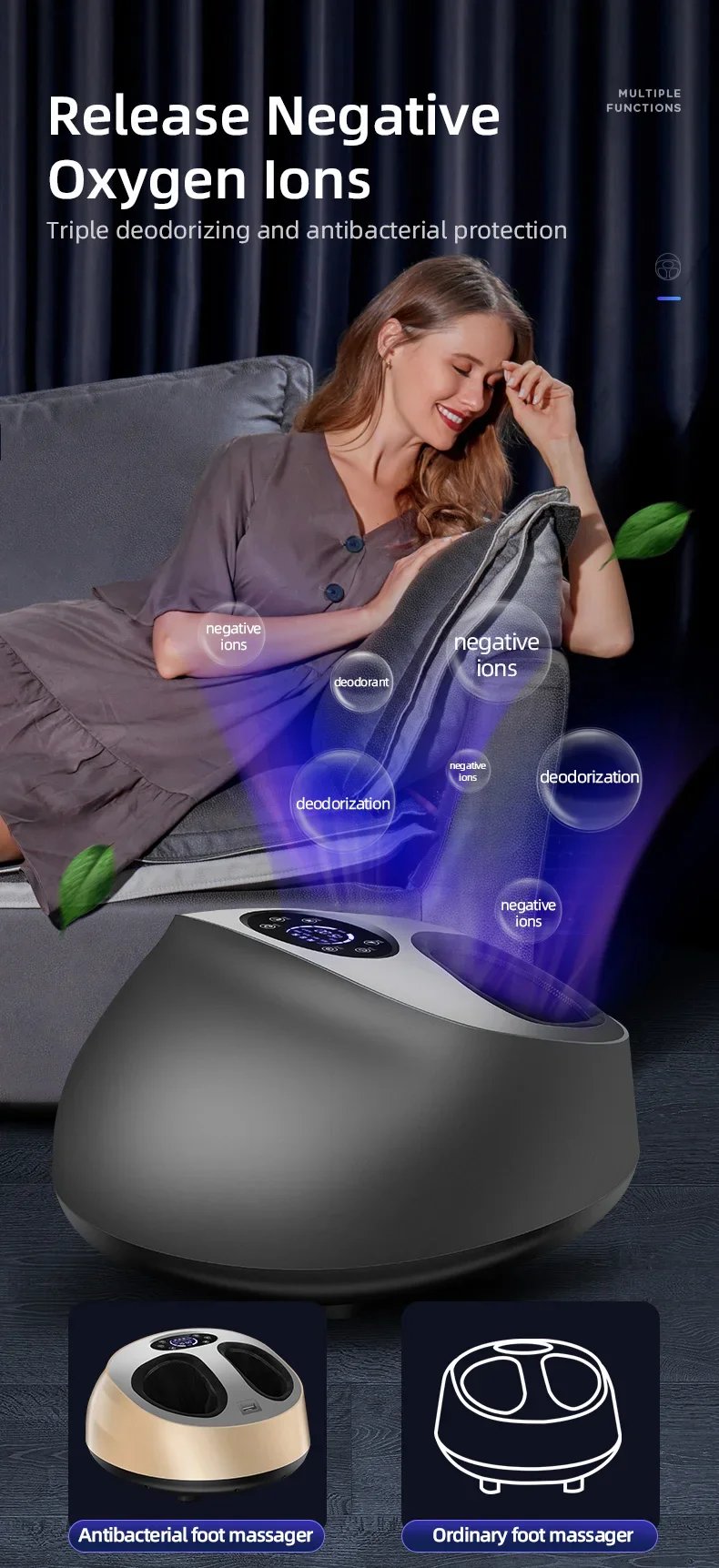 Smart Airbag Wrap Stretching Up Heated Balance Foot Pneumatic Well Massager With Remote Control