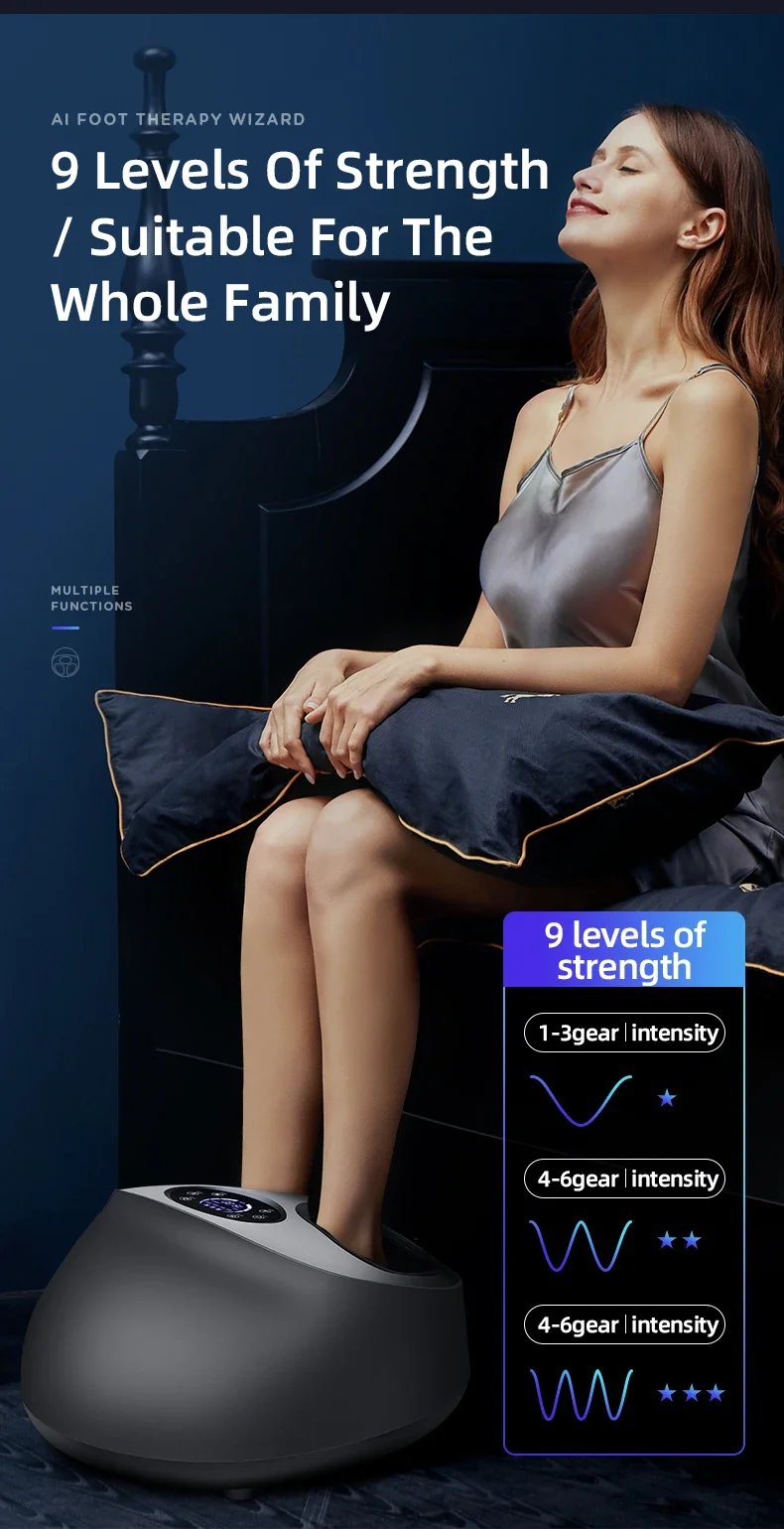 Smart Airbag Wrap Stretching Up Heated Balance Foot Pneumatic Well Massager With Remote Control