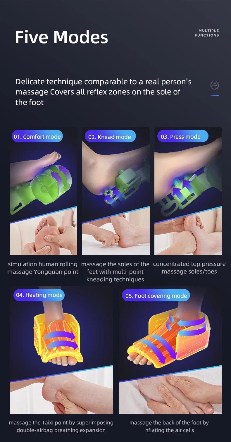 Smart Airbag Wrap Stretching Up Heated Balance Foot Pneumatic Well Massager With Remote Control