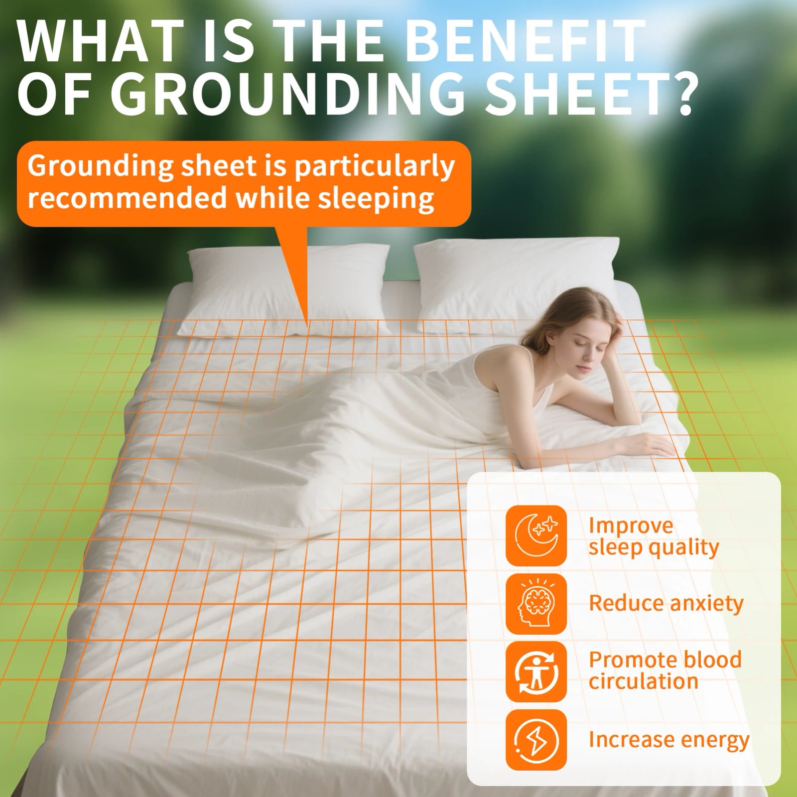 Grounding Mat Grounding Bed Sheet with 10% Silver Fiber & 90% Organic Cotton Natural Wellness and Healthy Earth Energy