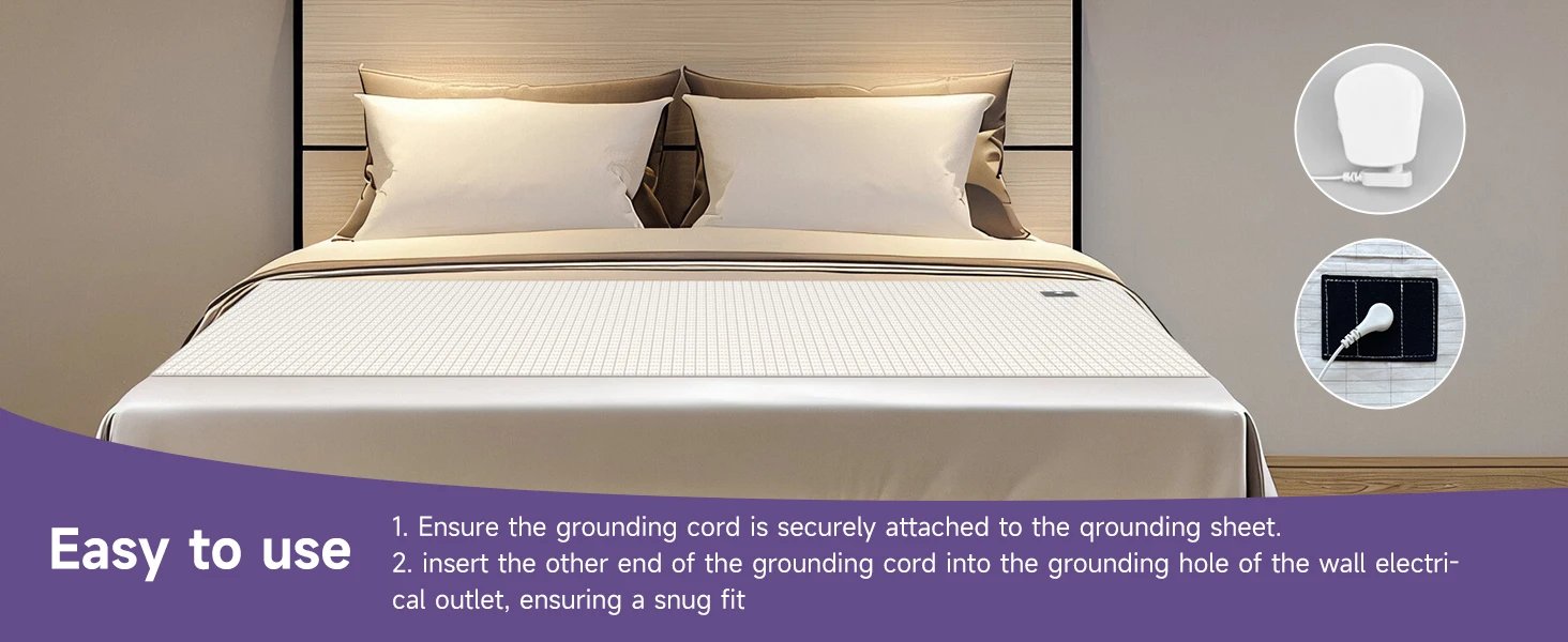 Grounding Mat Grounding Bed Sheet with 10% Silver Fiber & 90% Organic Cotton Natural Wellness and Healthy Earth Energy