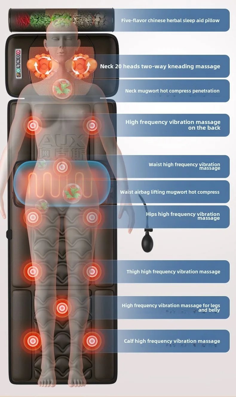 Multifunctional Lumbar Traction Massage Mattress Cushion Full Body Electric Shoulder Neck Waist Back Vibrations Removable Gift