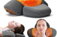 Electric Neck Massager Cervical Pillow Hot Compress Neck Stretch Heating Vibration Neck Shoulder Massage Pillow Back Traction