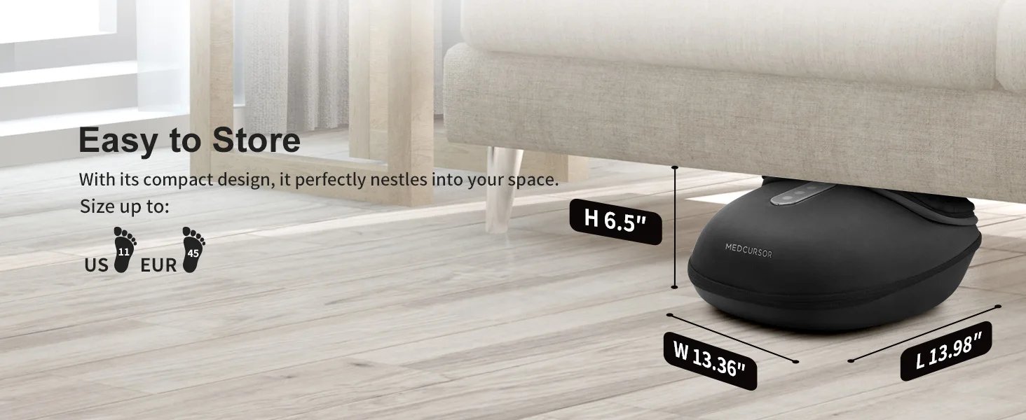 Medcursor Shiatsu Foot Massager Machine with Heat Roller Muscle Relaxation Pain Relief Electric Fully Wrapped Foot Massage