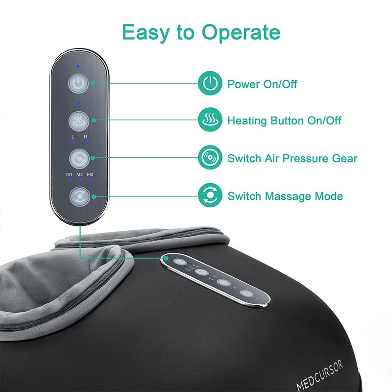 Medcursor Shiatsu Foot Massager Machine with Heat Roller Muscle Relaxation Pain Relief Electric Fully Wrapped Foot Massage