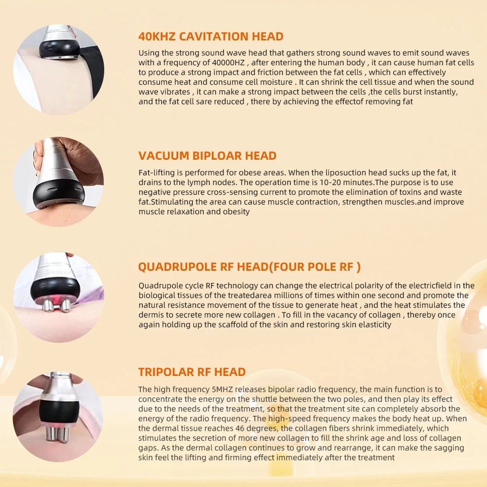 4IN1 Cavitation  Body Slimming 40K Machine Beauty Massager Skin Tighten Face Lifting Vacuum Suction（Overseas Warehouse Shipment）