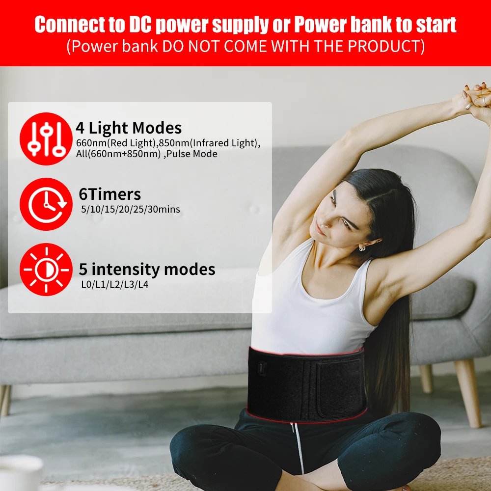 Red Light Therapy Belt 660nm 850nm Near Infrared Light Therapy for Body, Relaxing Muscle, Inflammation, Improve Circulation - Image 3