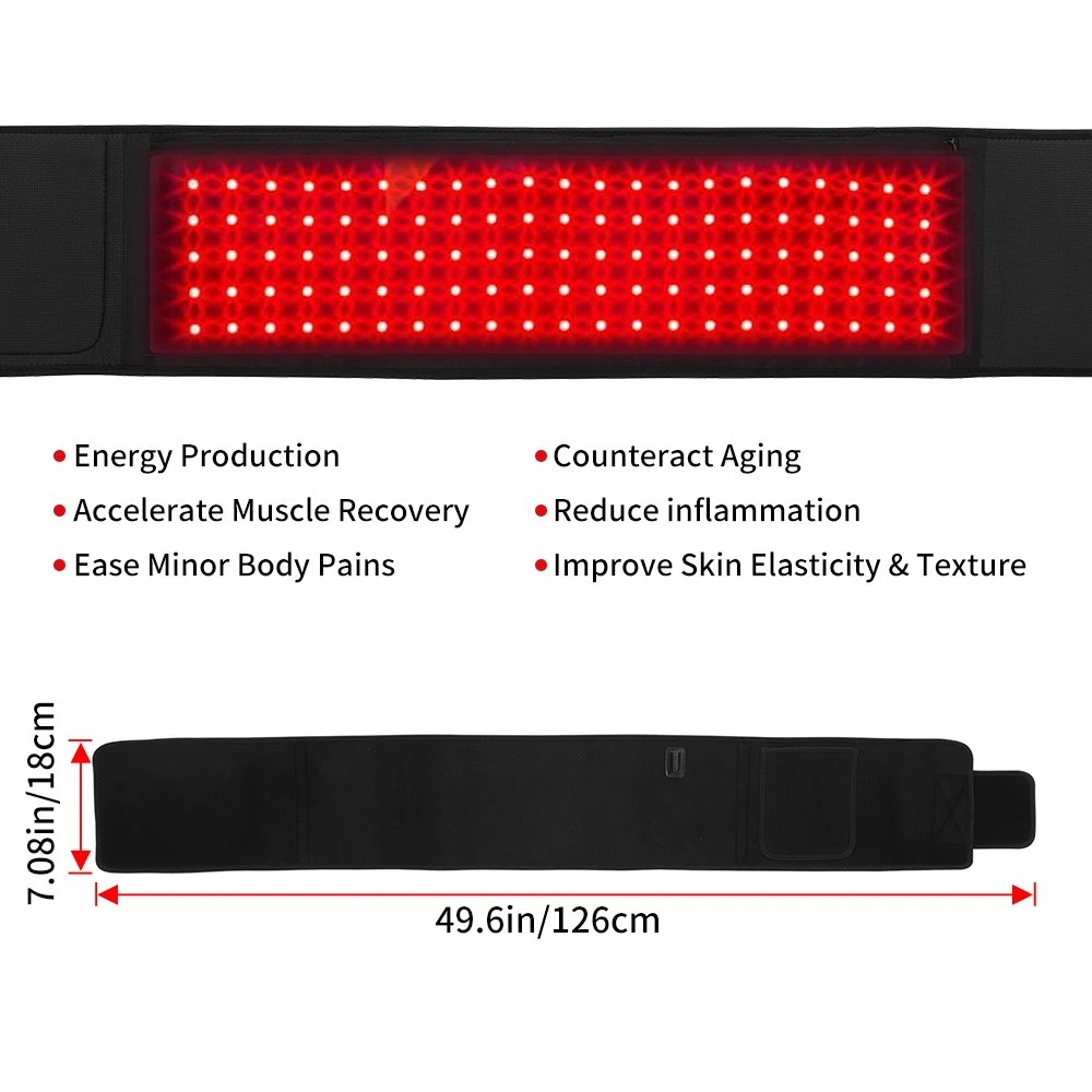Red Light Therapy Belt 660nm 850nm Near Infrared Light Therapy for Body, Relaxing Muscle, Inflammation, Improve Circulation - Image 4