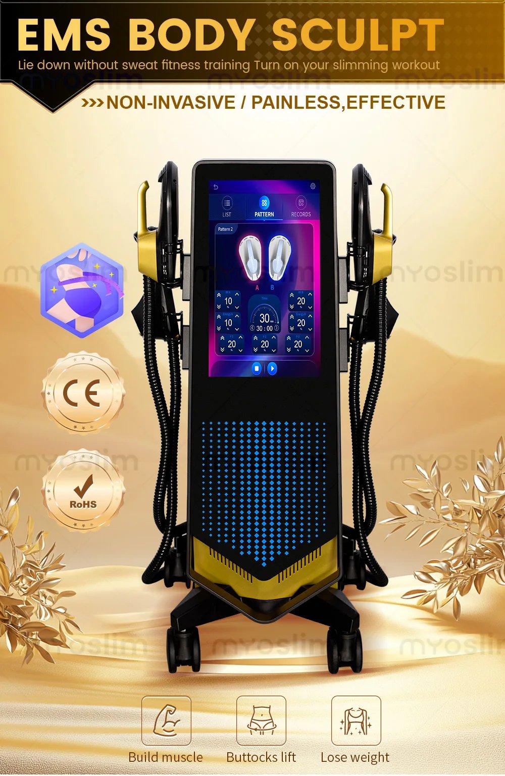MYOslim RF EMS Body Sculpting Machine 18.5 Inch Screen Fat Weight Loss Electromagnetic Sculpt Slimming Muscle Stimulation Device