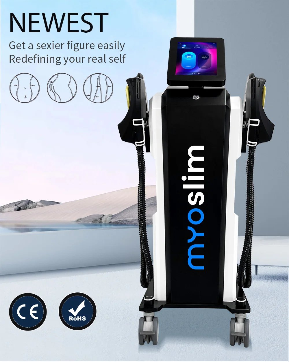 Professional Ems Body Sculpt Machine Myoslim Neo Muscle Stimulators Full Body Massager 5 handles with Pelvic Floor Cushion