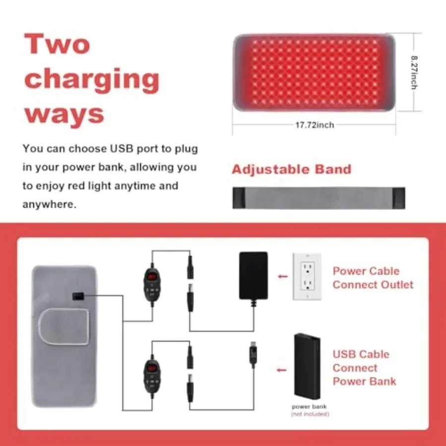 Red Light Therapy Vibration Massager Belt for Pain Relief: Near Infrared Light Therapy Heating Wrap Pad for Body Back Knee Shou